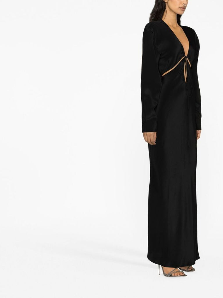 Black Triquetra Silk Maxi Dress