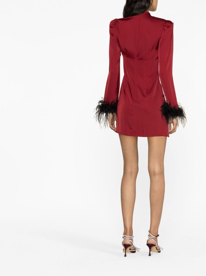 Red Limousine Feather Trim Mini Dress