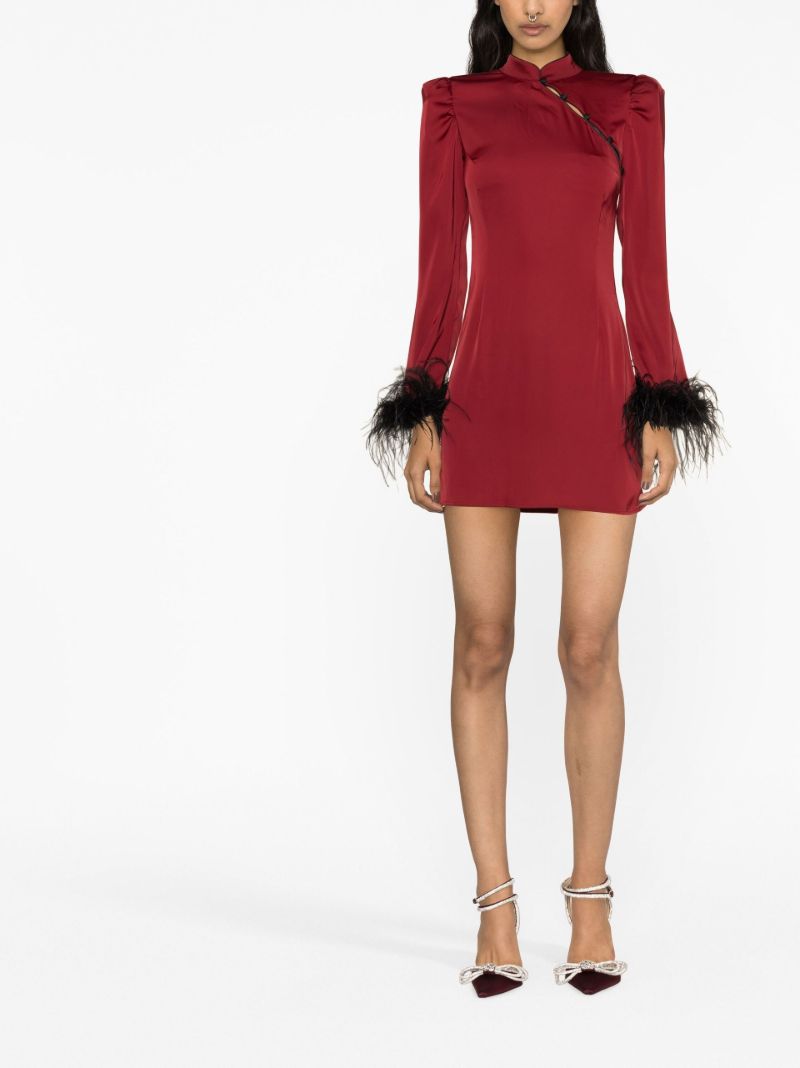 Red Limousine Feather Trim Mini Dress