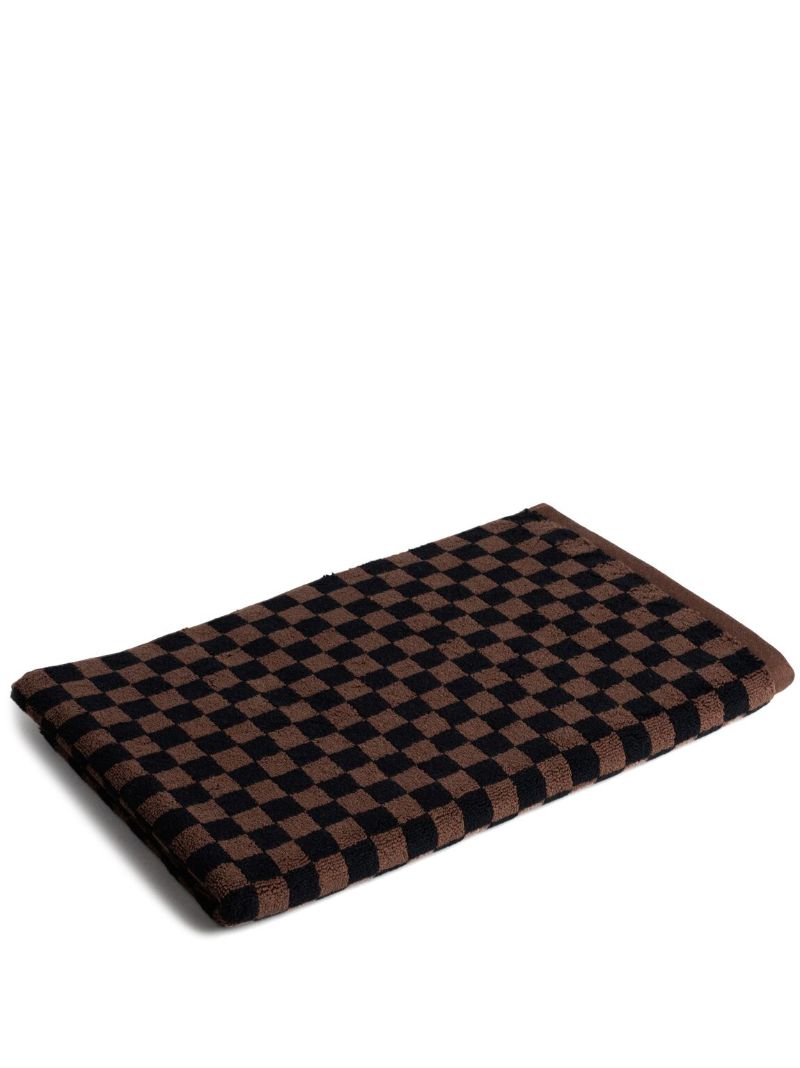 Brown and Black Checked Bath Mat