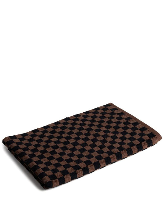 Brown and Black Checked Bath Mat