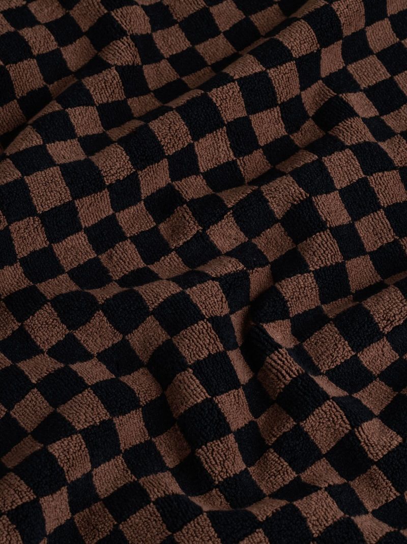Brown and Black Checked Bath Mat
