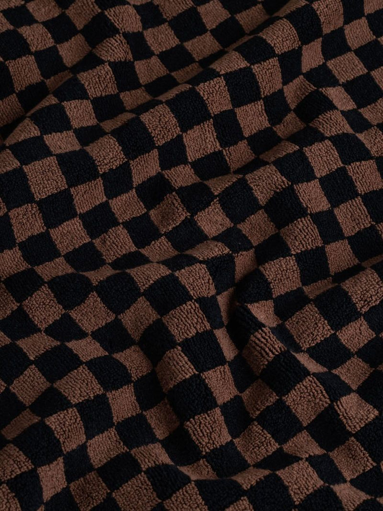 Brown and Black Checked Bath Mat
