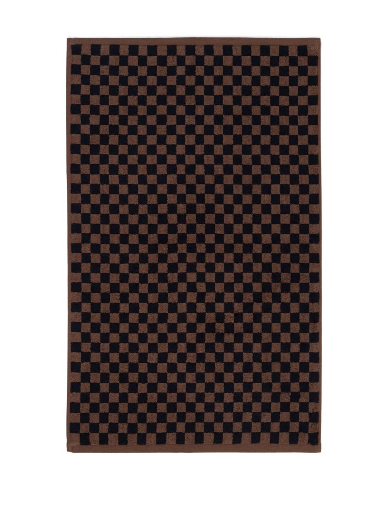 Brown and Black Checked Bath Mat