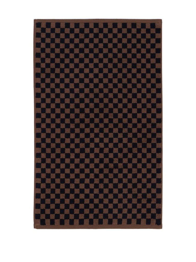 Brown and Black Checked Bath Mat