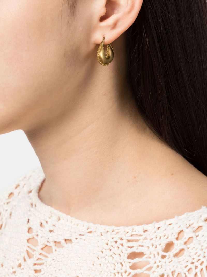22k Yellow Gold Granulated Boat Large Hoop Earrings