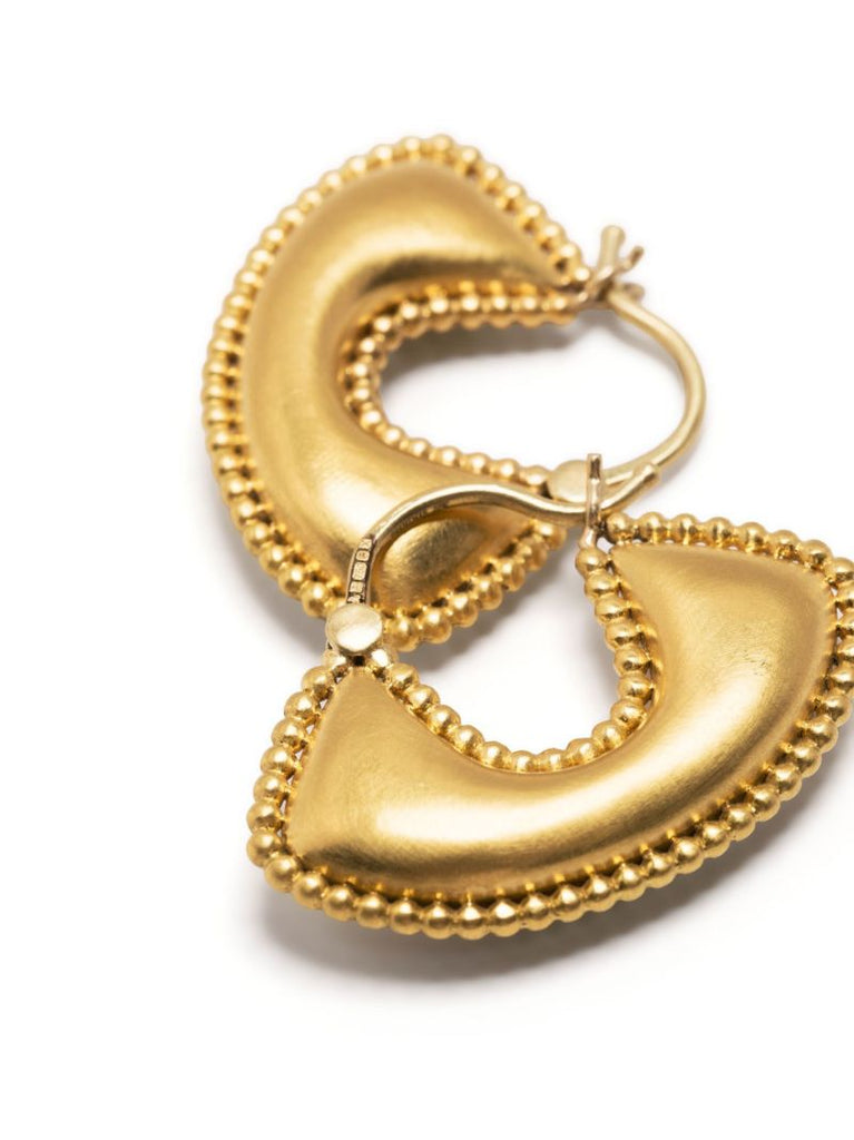 22k Yellow Gold Granulated Boat Large Hoop Earrings