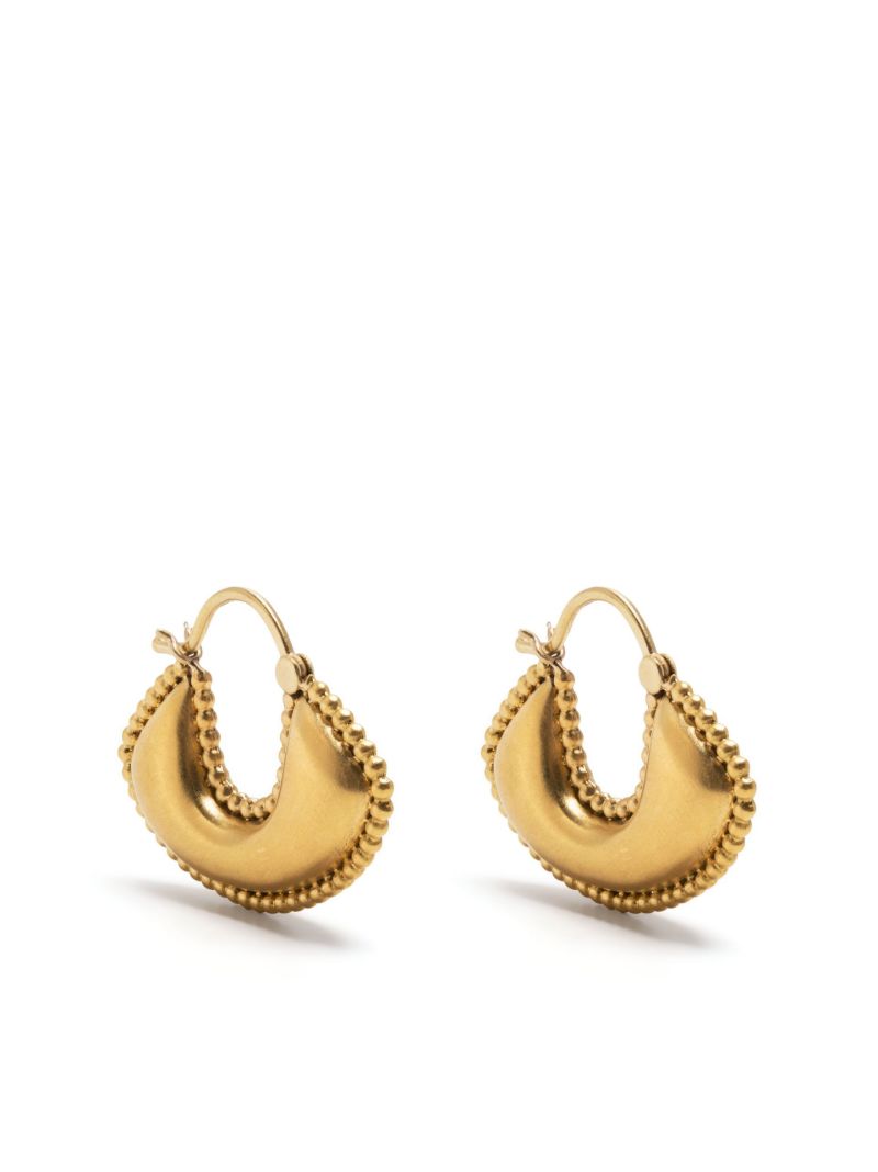 22k Yellow Gold Granulated Boat Large Hoop Earrings
