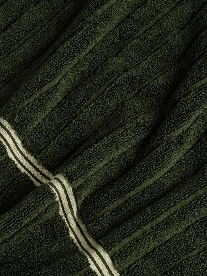 Green Ribbed Organic Cotton Towel Set