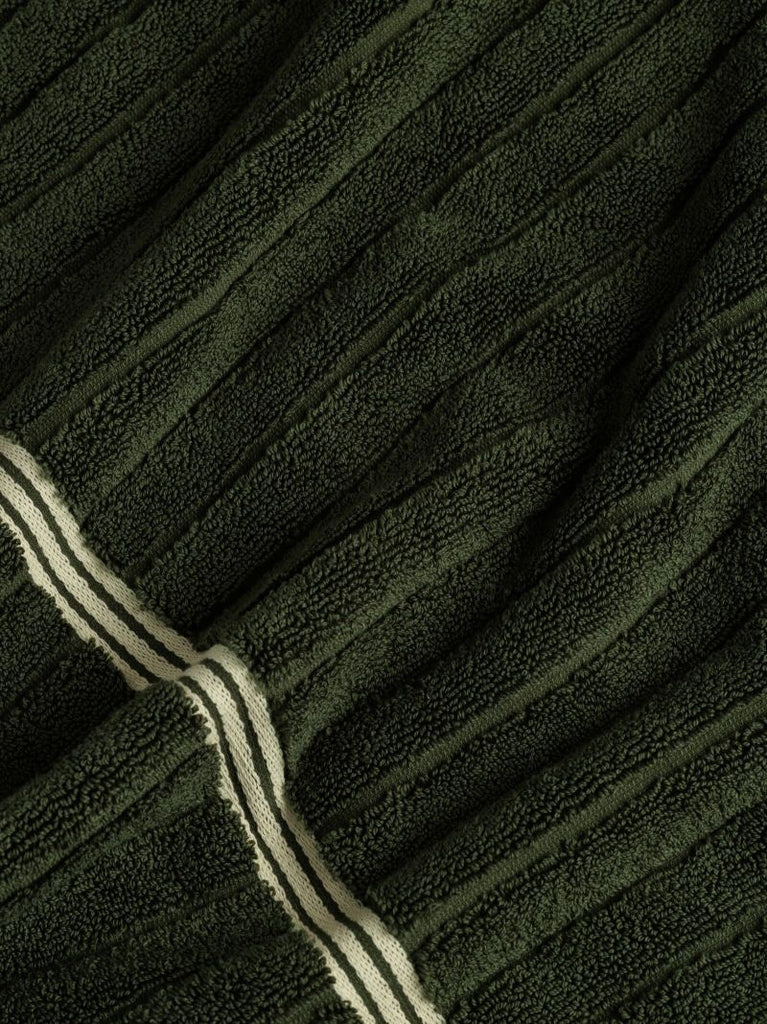 Green Ribbed Organic Cotton Towel Set
