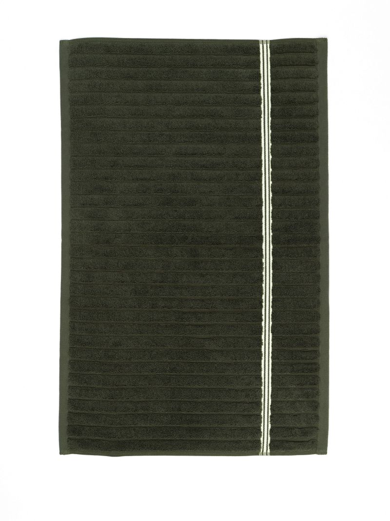 Green Ribbed Organic Cotton Towel Set