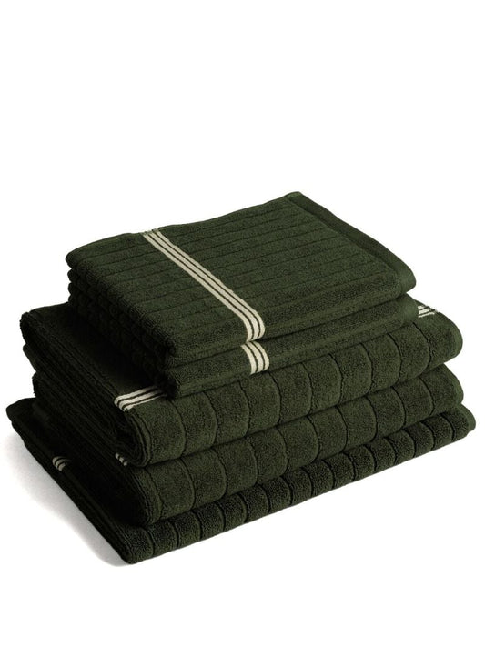 Green Ribbed Organic Cotton Towel Set