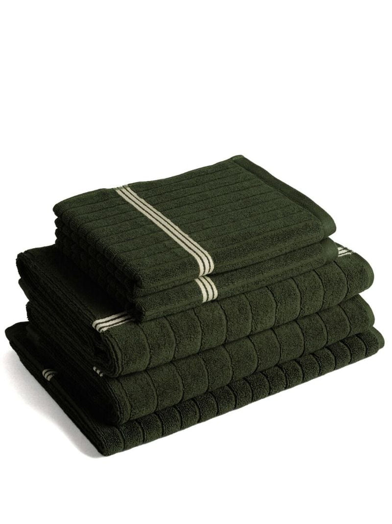 Green Ribbed Organic Cotton Towel Set