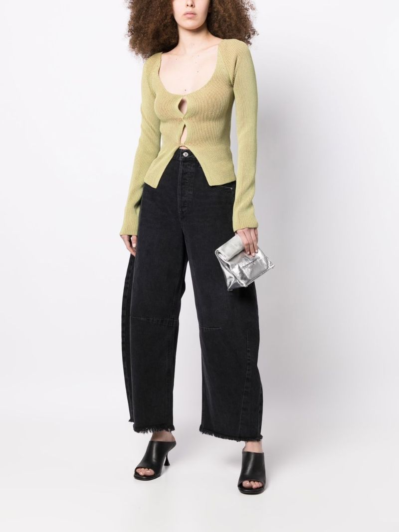 Black Horseshoe Wide-leg Jeans