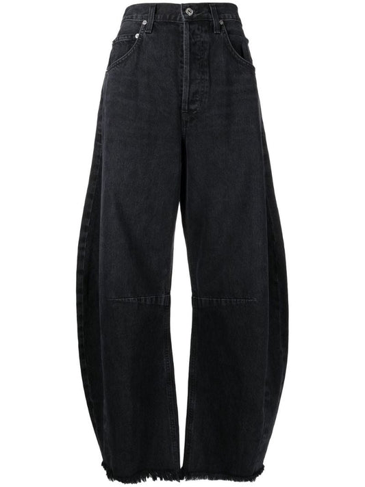 Black Horseshoe Wide-leg Jeans
