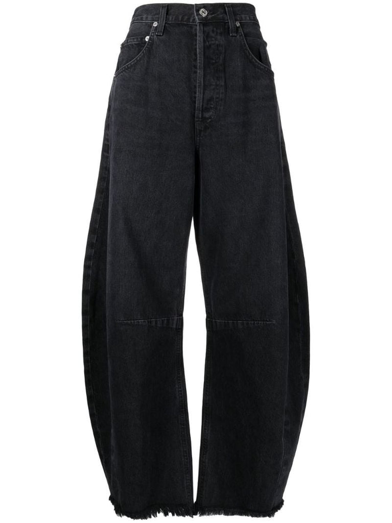 Black Horseshoe Wide-leg Jeans