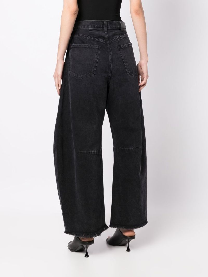Black Horseshoe Wide-leg Jeans