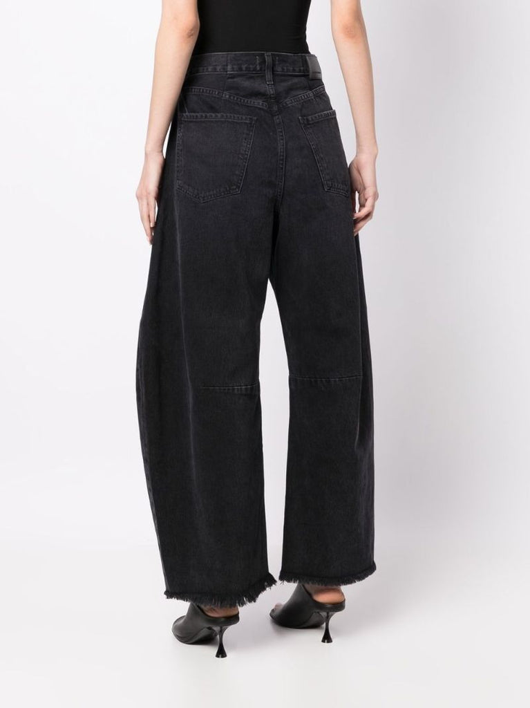 Black Horseshoe Wide-leg Jeans