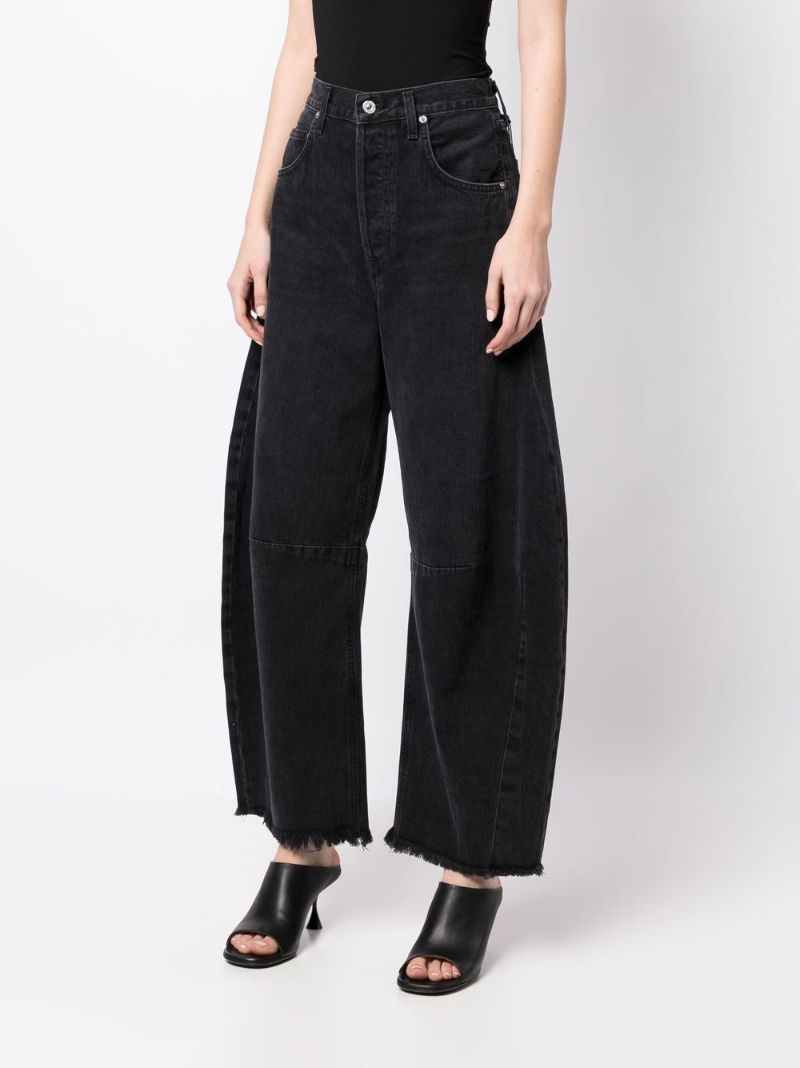 Black Horseshoe Wide-leg Jeans