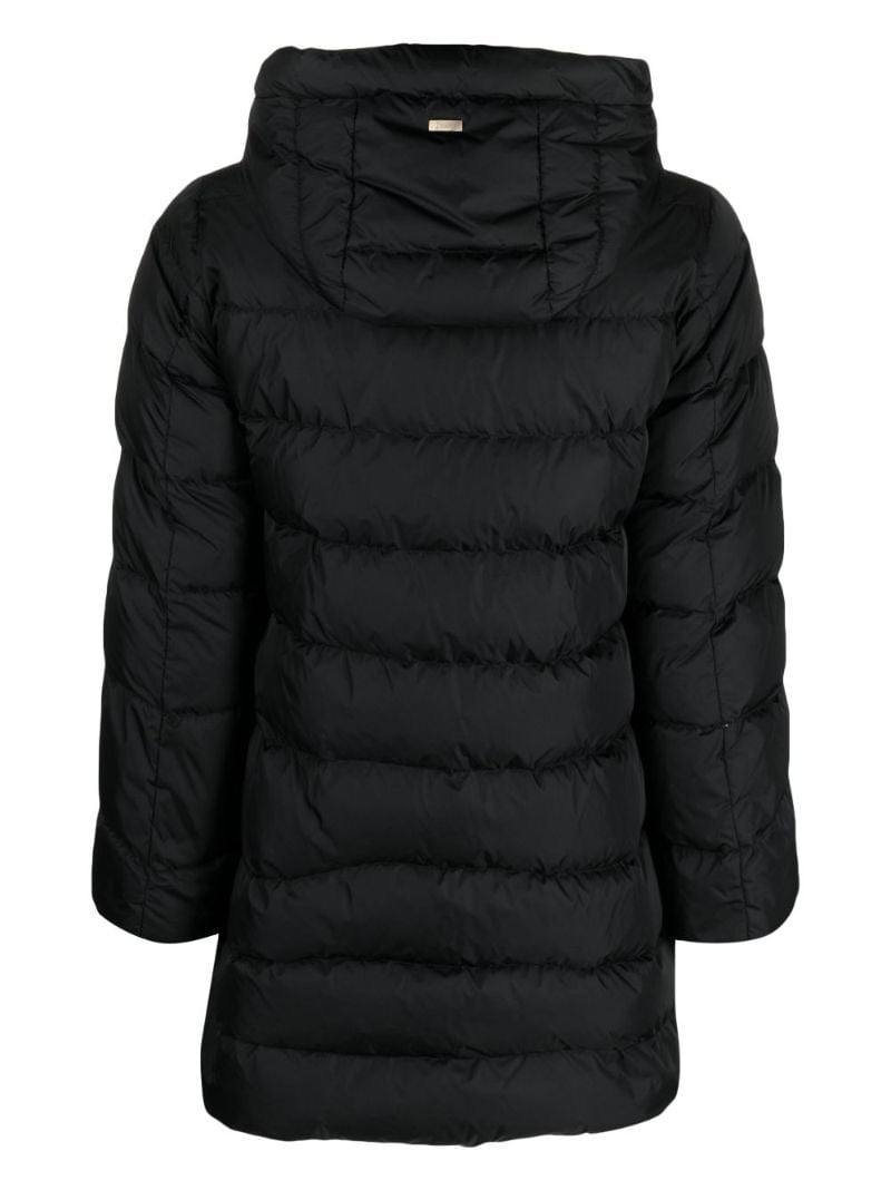 Black Zip-up Quilted Hooded Coat