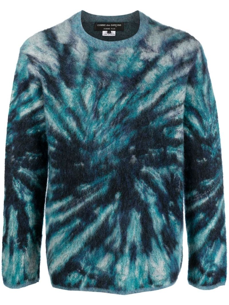 Blue Tie-dye Knitted Sweater