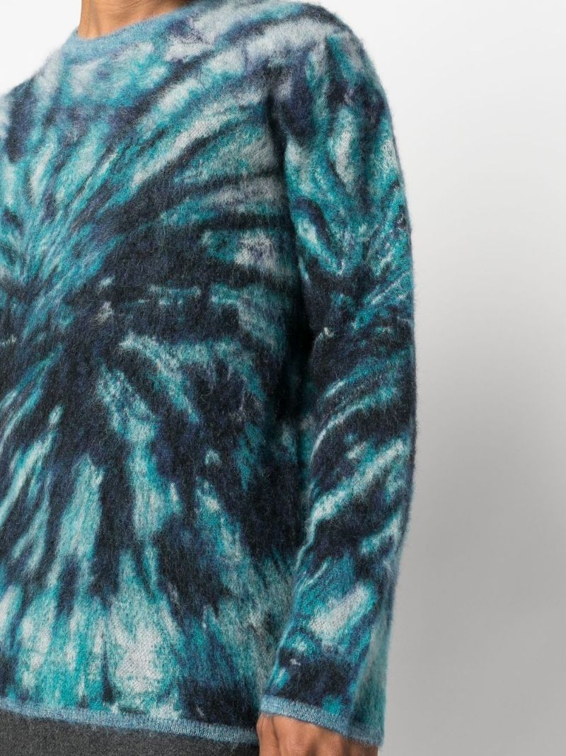 Blue Tie-dye Knitted Sweater