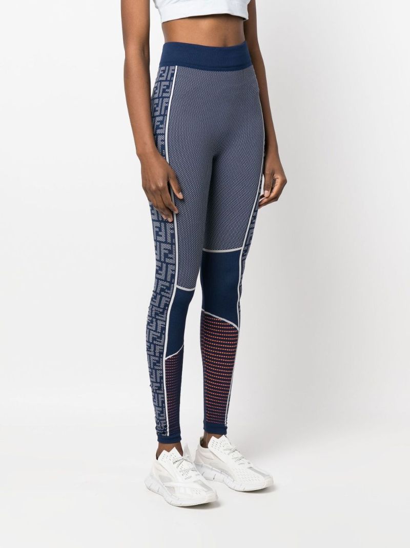 Blue Zucca Monogram Print Seamless Leggings