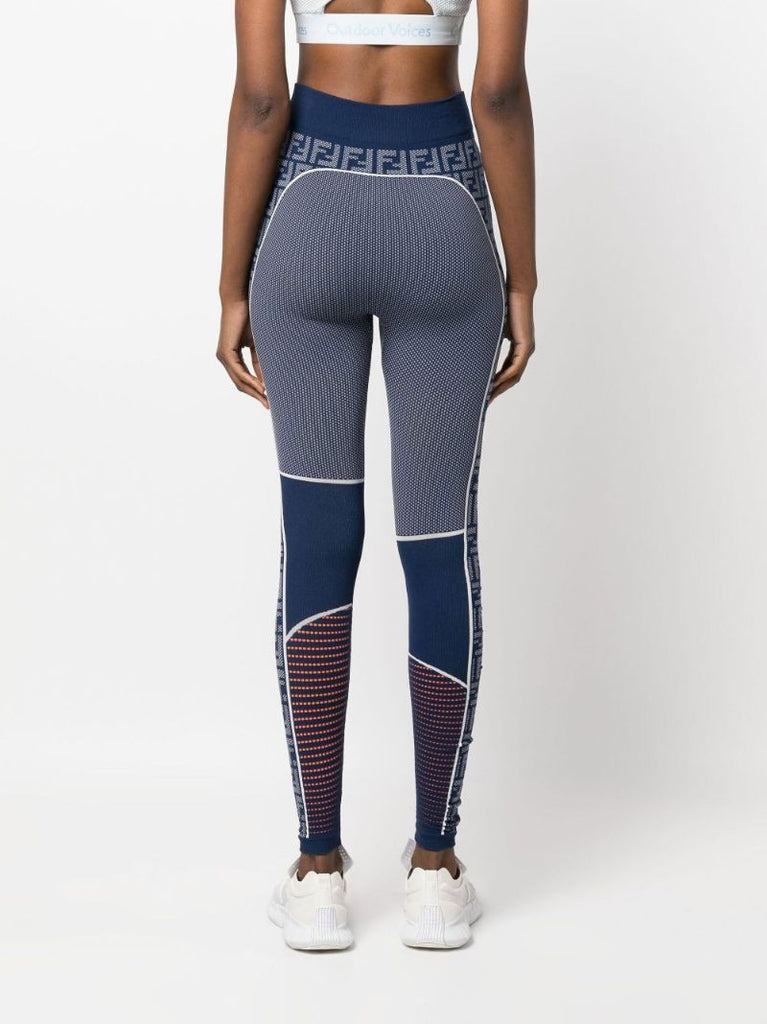 Blue Zucca Monogram Print Seamless Leggings
