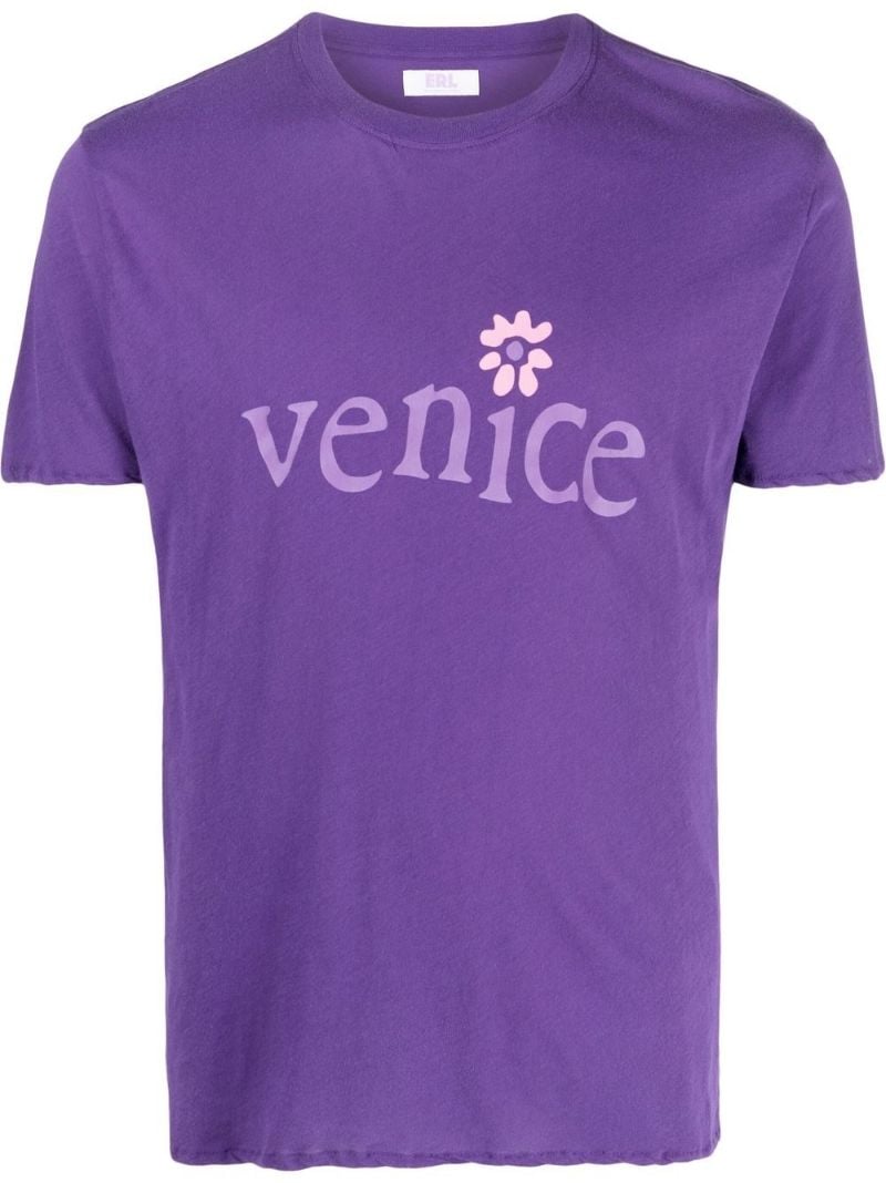 Purple Slogan Print Cotton T-shirt