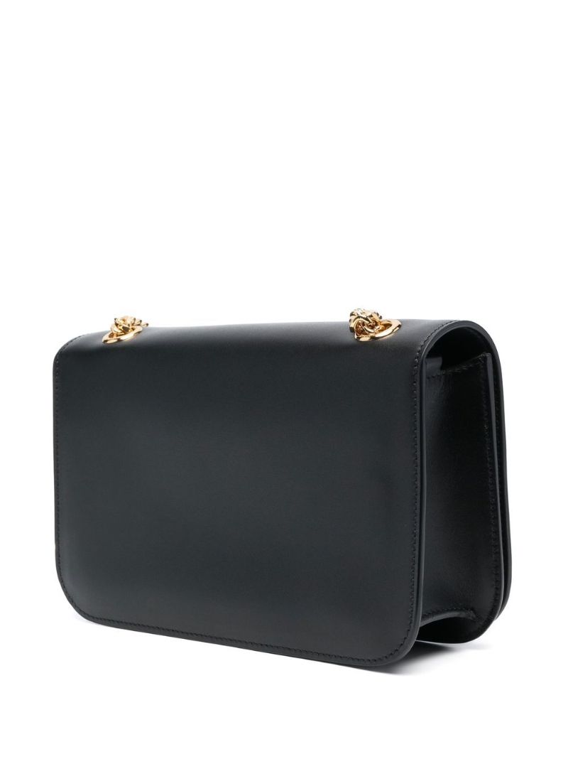 Black Triomphe Frame Medium Leather Cross Body Bag