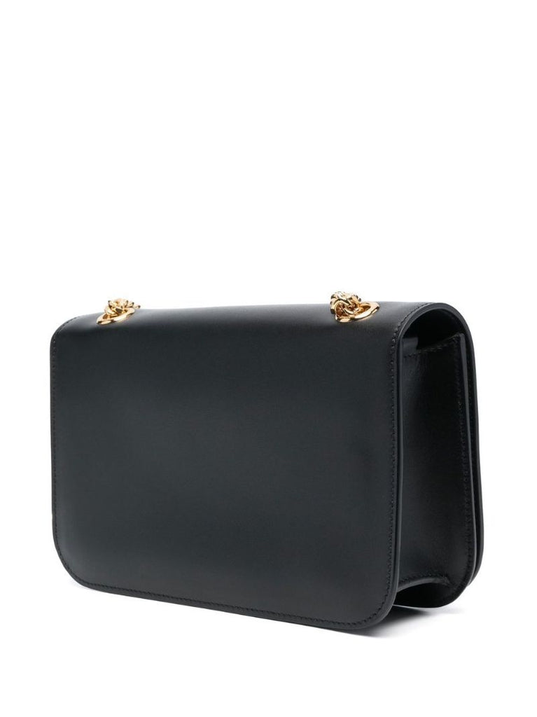 Black Triomphe Frame Medium Leather Cross Body Bag