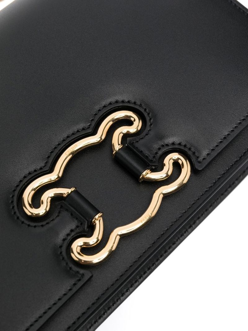 Black Triomphe Frame Medium Leather Cross Body Bag