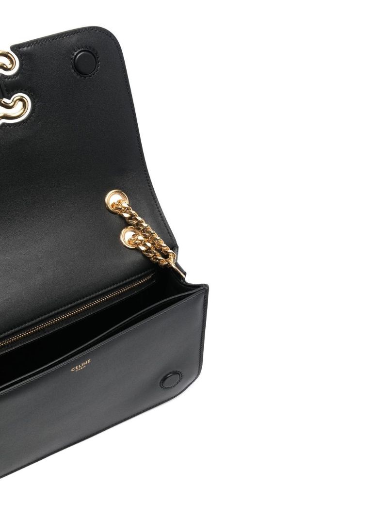 Black Triomphe Frame Medium Leather Cross Body Bag