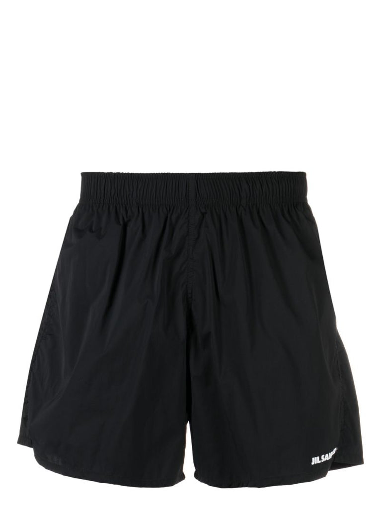 Black Logo Print Swim Shorts