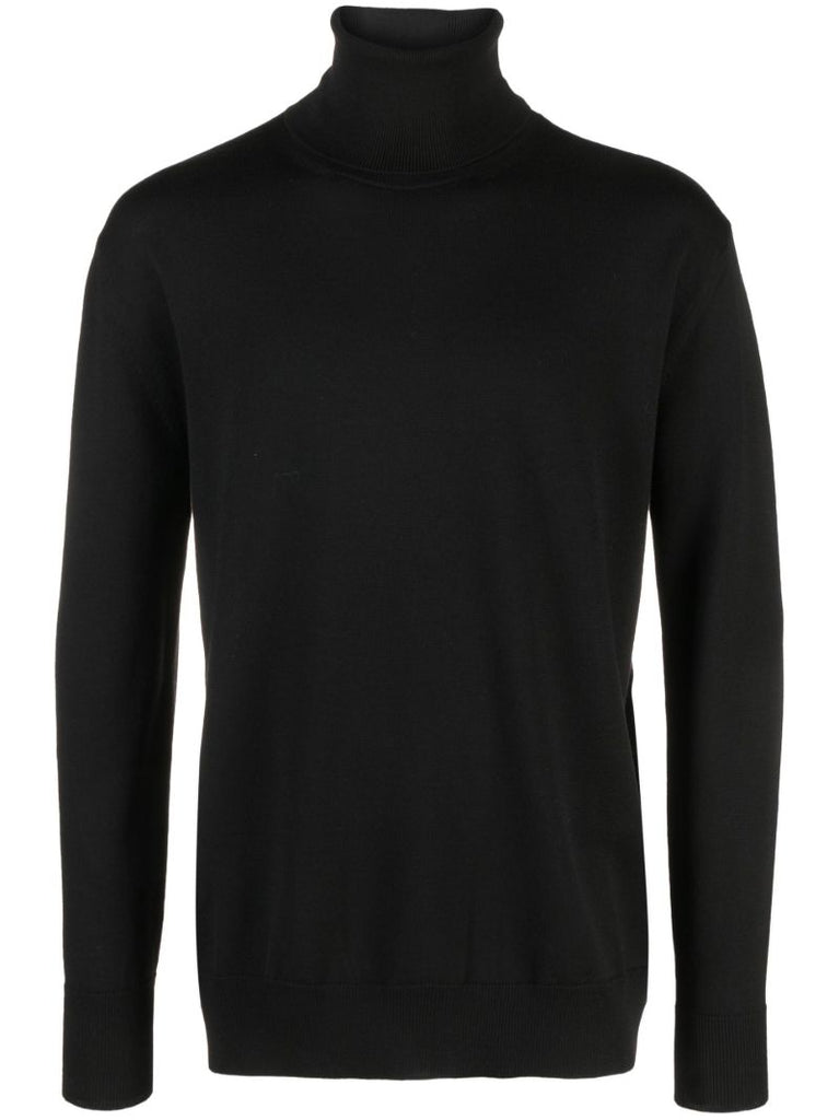 Black Roll-neck Wool Sweater