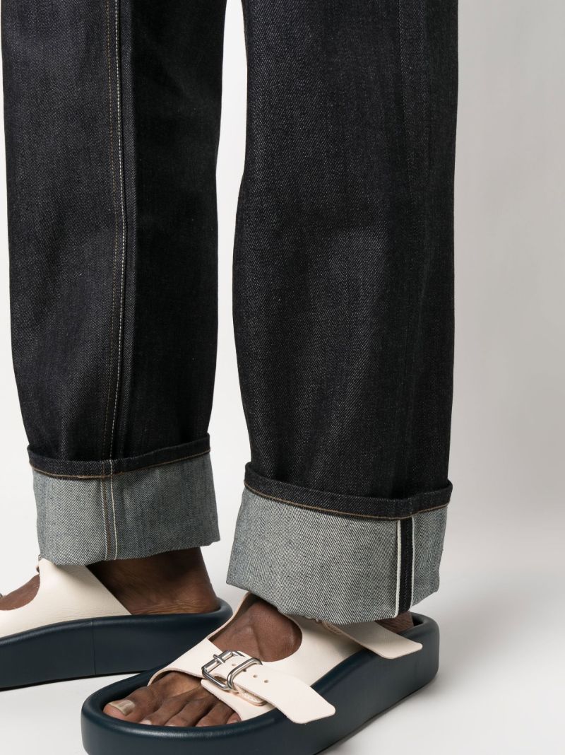 Blue Straight Leg Denim Jeans