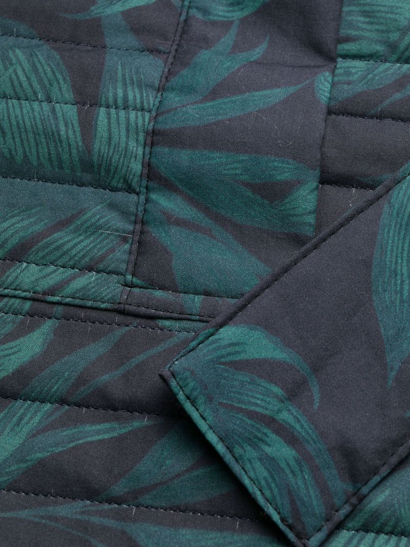 Green Byron Leafy Print Cotton Robe