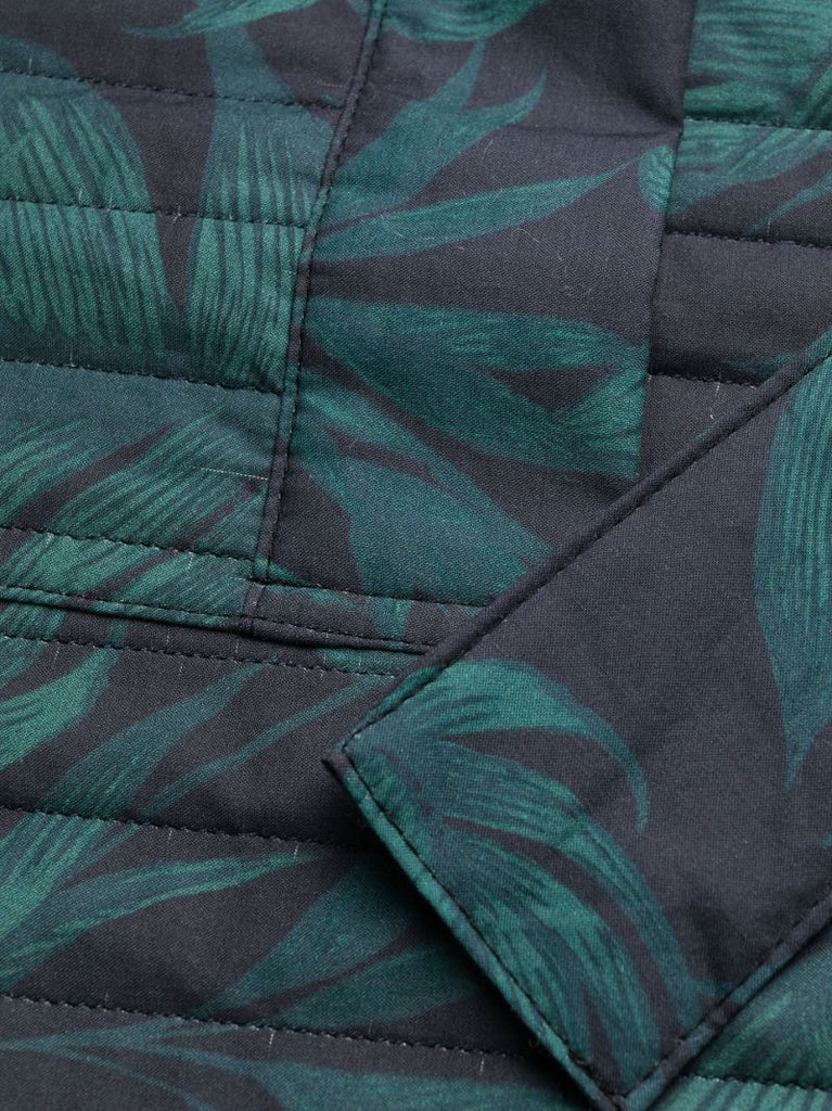 Green Byron Leafy Print Cotton Robe
