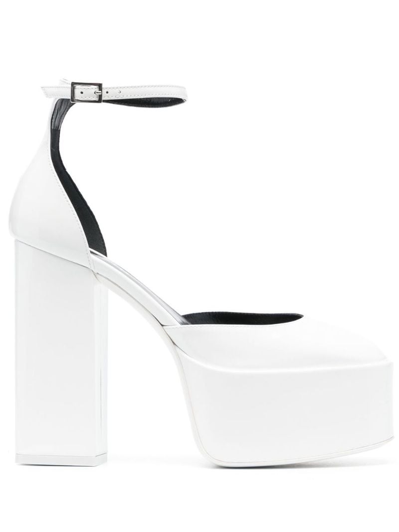 White Jane 130 Leather Platform Pumps