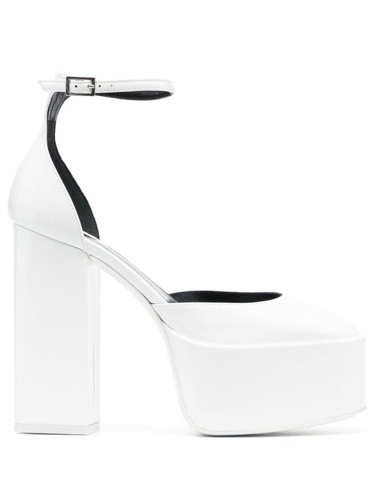 White Jane 130 Leather Platform Pumps