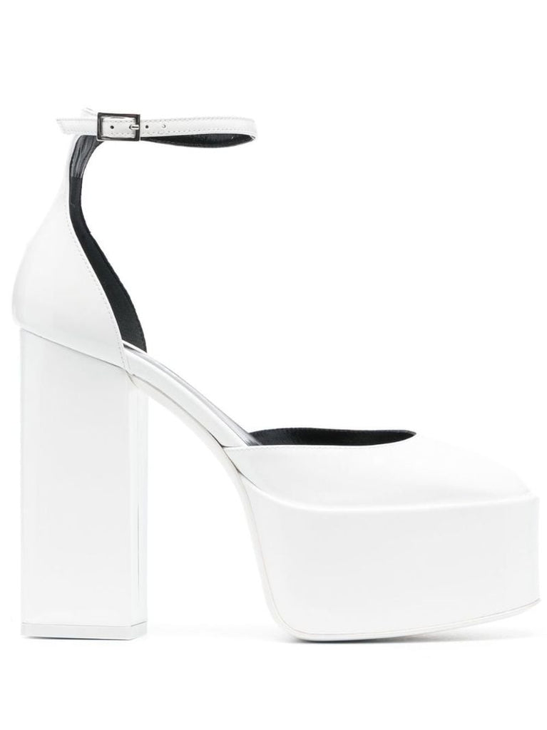 White Jane 130 Leather Platform Pumps