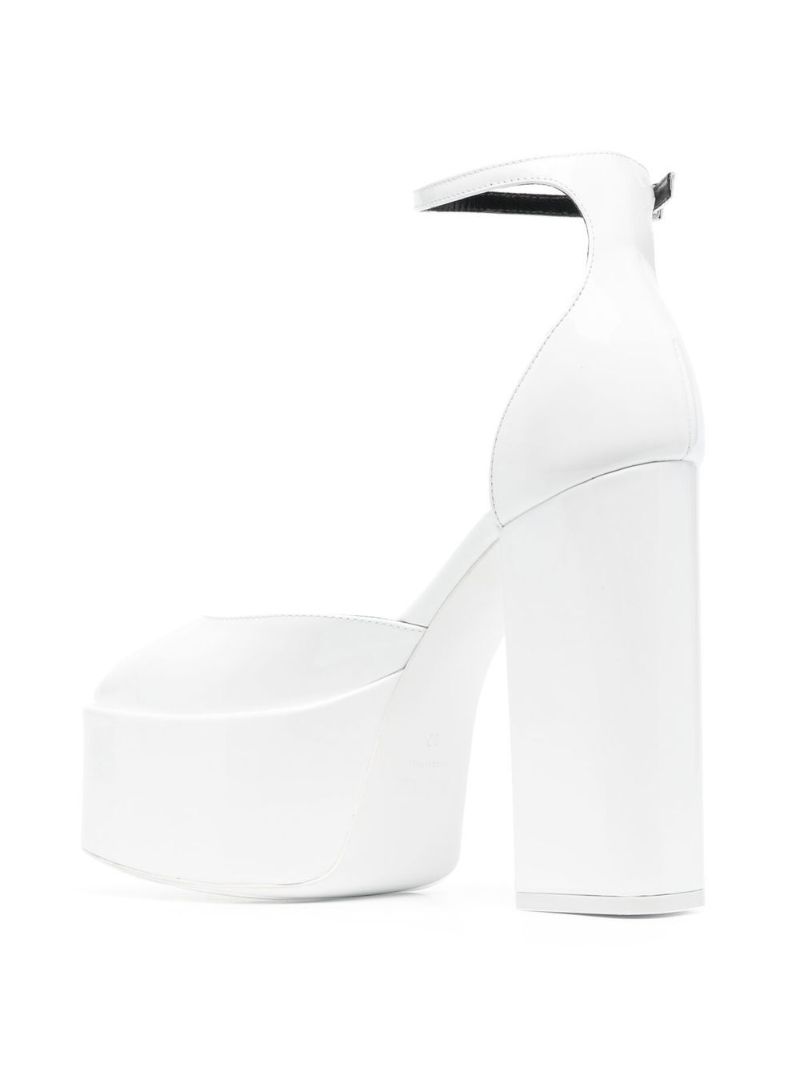 White Jane 130 Leather Platform Pumps