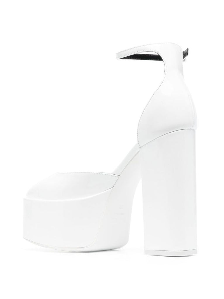 White Jane 130 Leather Platform Pumps