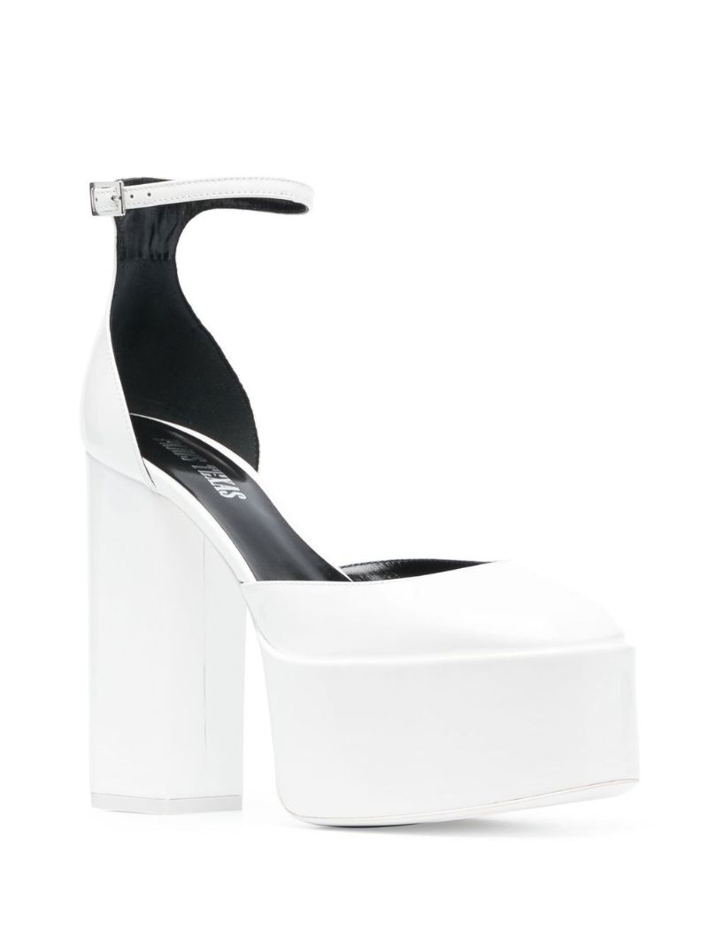 White Jane 130 Leather Platform Pumps