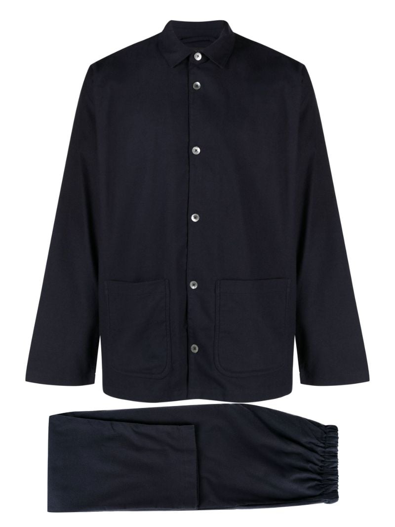 Navy Brushed Cotton Pyjamas Set