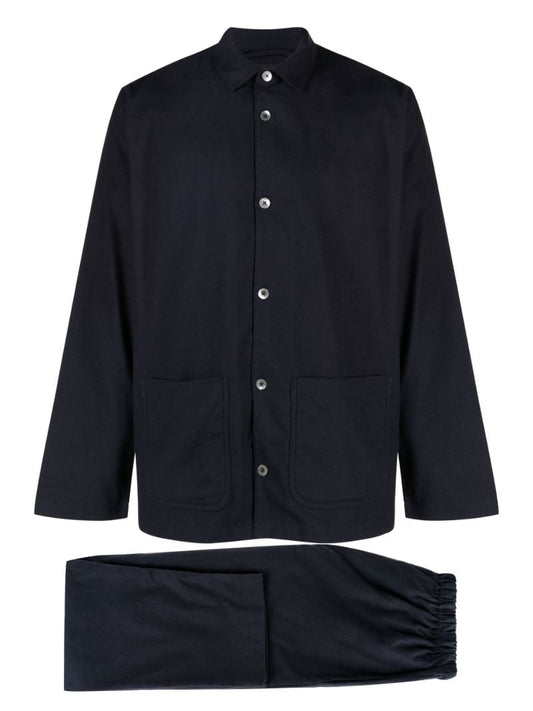 Navy Brushed Cotton Pyjamas Set