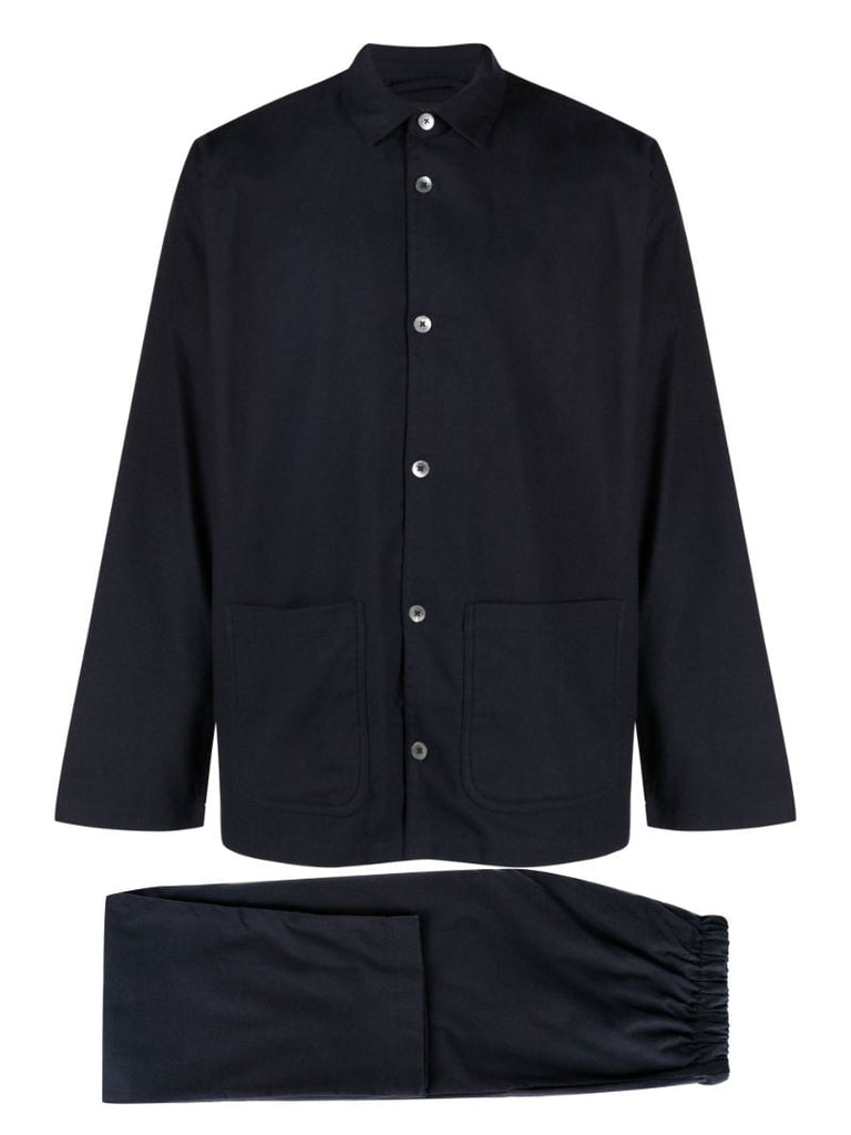 Navy Brushed Cotton Pyjamas Set