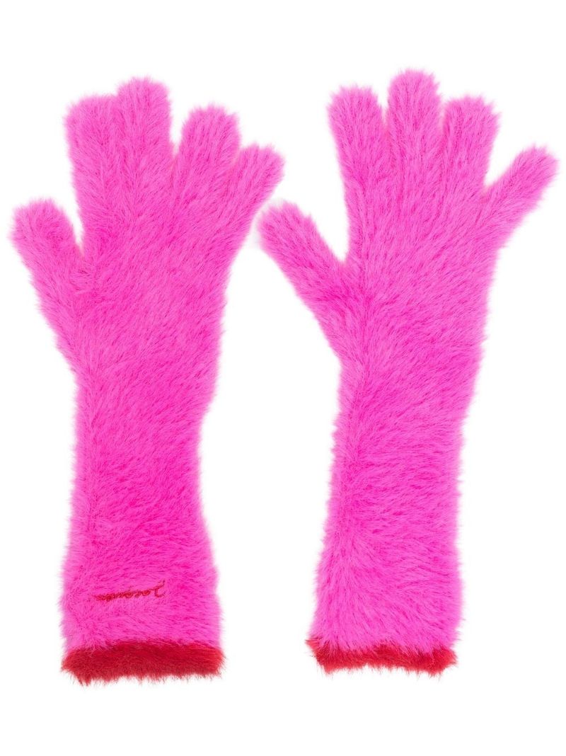 Pink Les Gants Neve Fluffy Gloves