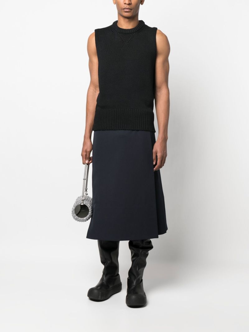 Black Cotton Knitted Vest Top