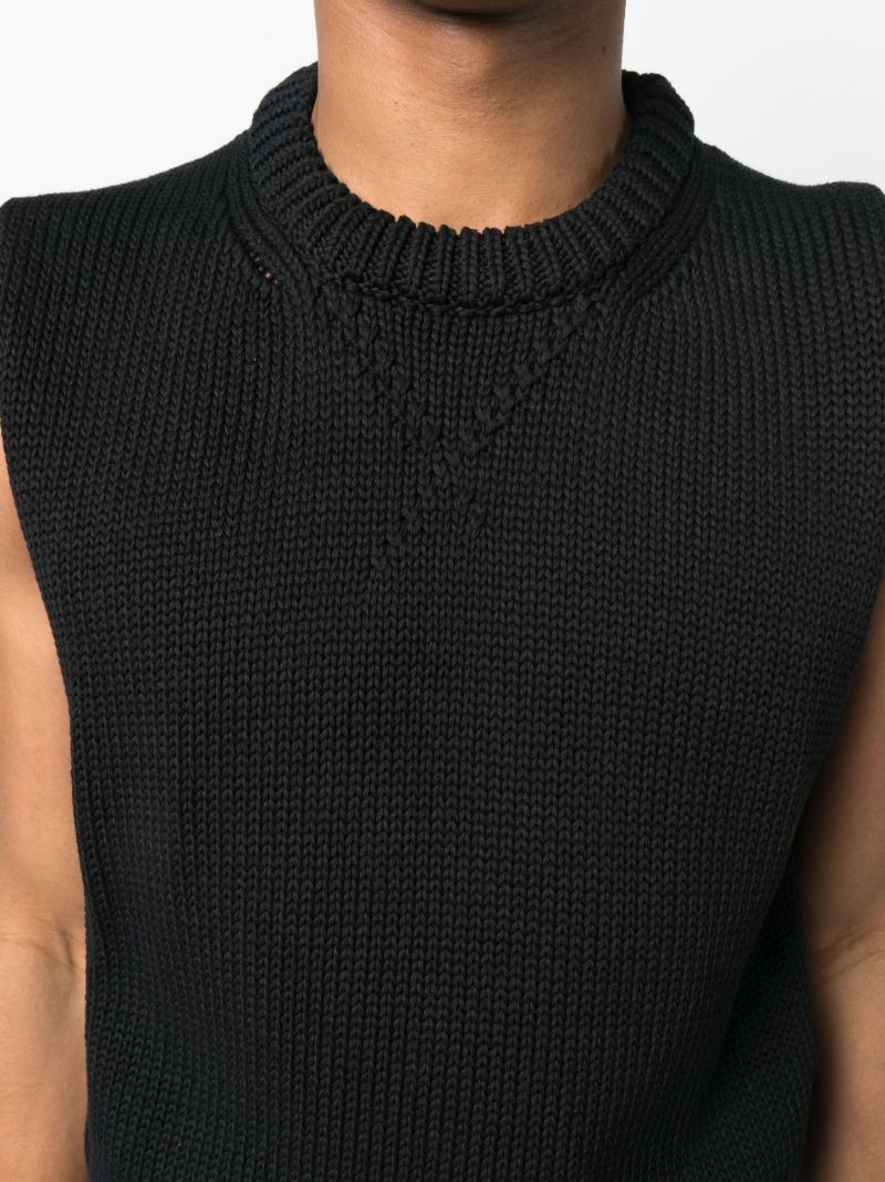 Black Cotton Knitted Vest Top
